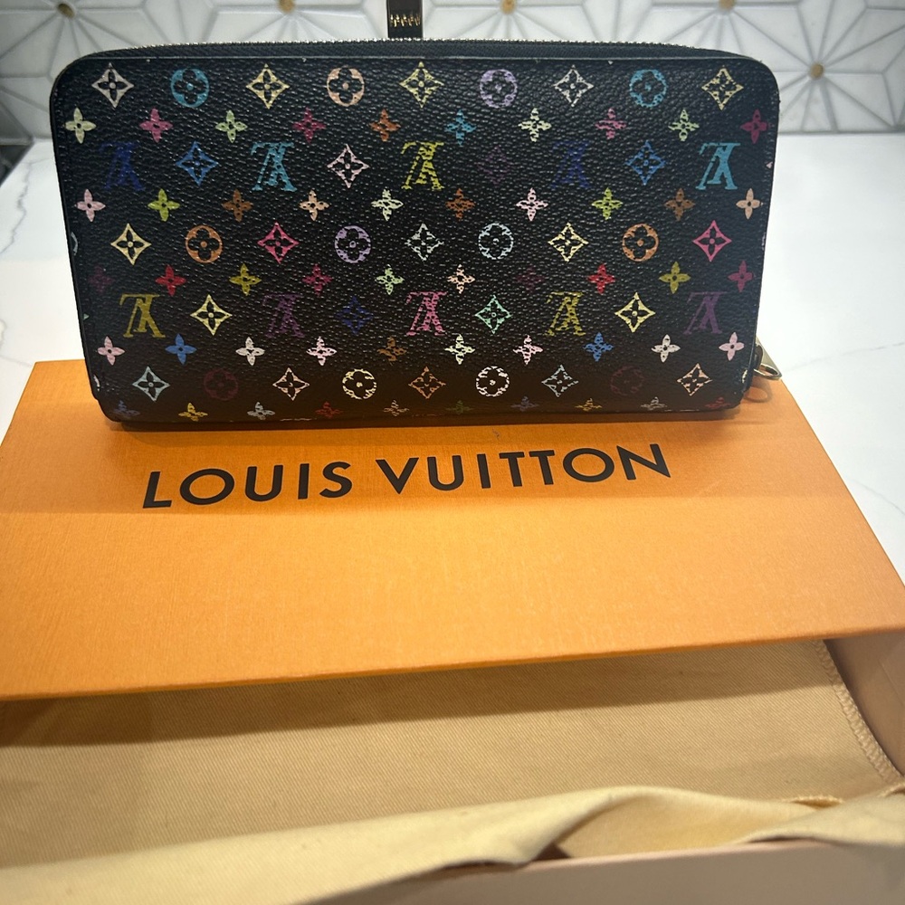Louis Vuitton Black Multicolor Monogram Zip-Around Wallet